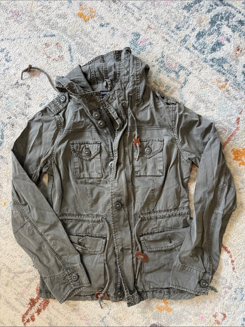 Olive Hooded Military-Style Jacket
